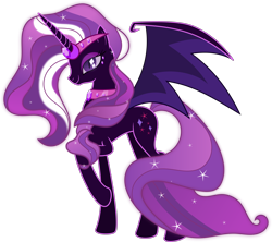 Size: 7702x6843 | Tagged: safe, artist:shootingstarsentry, oc, oc only, oc:bella, alicorn, pony, absurd resolution, bat wings, nightmarified, simple background, solo, transparent background, wings