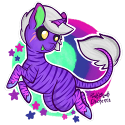 Size: 500x499 | Tagged: safe, artist:punkbawkchicken, pony, unicorn, grey hair, purple, simple background, solo, stripes, transparent background