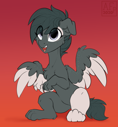 Size: 3500x3776 | Tagged: safe, artist:airfly-pony, oc, oc:lacy, dog, dog pony, hybrid, pegasus, pony, female, freckles, high res, open mouth, patreon, patreon reward, paws, wing freckles
