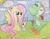 Size: 960x750 | Tagged: safe, artist:justinvaldecanas, fluttershy, pegasus, pony, yoshi, g4, nintendo, photo, super mario bros., traditional art