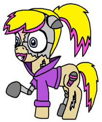 Size: 430x511 | Tagged: safe, artist:logan jones, oc, oc:lulu luvztorok, cyborg, pony, robot, robot pony, female, ponytail, rockstar, simple background, transparent background