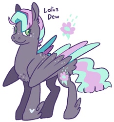 Size: 1024x1092 | Tagged: safe, artist:goatpaste, oc, oc only, oc:lotus dew, pegasus, pony, colored wings, colored wingtips, female, freckles, hoof fluff, magical gay spawn, mare, multicolored wings, offspring, parent:soarin', parent:thunderlane, parents:soarilane, simple background, solo, white background, wing freckles, wings