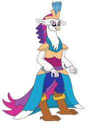 Size: 2242x3207 | Tagged: safe, artist:supahdonarudo, queen novo, avian, bird, parrot, anthro, series:novoember, g4, my little pony: the movie, clothes, dress, high res, simple background, species swap, transparent background