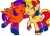 Size: 1024x735 | Tagged: safe, artist:icicle-niceicle-1517, artist:kb-gamerartist, color edit, edit, sunset shimmer, oc, oc:jade harmony, pegasus, pony, unicorn, g4, bisexual pride flag, canon x oc, clothes, collaboration, colored, ear piercing, earring, eyeshadow, female, grin, heart, hug, jewelry, lesbian, lip piercing, makeup, mare, needs more saturation, open mouth, piercing, pride, pride flag, pride socks, raised hoof, raised leg, shipping, simple background, smiling, socks, striped socks, transparent background, wristband
