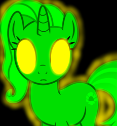 Size: 2659x2874 | Tagged: safe, artist:melisareb, artist:mellow91, edit, vector edit, luster dawn, oc, oc only, oc:the supreme being, pony, unicorn, g4, the last problem, black background, female, glowing eyes, high res, mare, possessed, simple background, solo, vector, yellow eyes