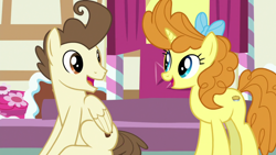 Size: 1920x1080 | Tagged: safe, screencap, pound cake, pumpkin cake, pegasus, pony, unicorn, g4, the last problem, adult, brother and sister, cake twins, duo, female, looking at each other, male, mare, older, older pound cake, older pumpkin cake, siblings, stallion, twins