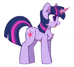 Size: 1607x1460 | Tagged: safe, artist:mirtash, twilight sparkle, pony, unicorn, g4, chest fluff, ear fluff, female, glowing horn, horn, mare, open mouth, profile, simple background, solo, unicorn twilight, white background