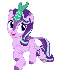 Size: 1280x1562 | Tagged: safe, artist:lovinglypromise, starlight glimmer, kirin, pony, g4, cute, female, glimmerbetes, kirin starlight, kirin-ified, open mouth, open smile, simple background, smiling, solo, species swap, transparent background