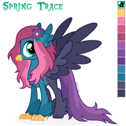 Size: 1024x1024 | Tagged: safe, artist:kabuvee, oc, oc only, oc:spring trace, classical hippogriff, hippogriff, female, simple background, solo, transparent background
