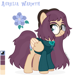 Size: 1024x1024 | Tagged: safe, artist:kabuvee, oc, oc only, oc:aurelia warmth, pegasus, pony, clothes, female, glasses, hoodie, mare, simple background, solo, transparent background