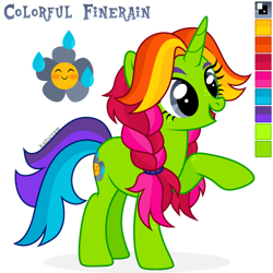 Size: 1024x1024 | Tagged: safe, artist:kabuvee, oc, oc only, oc:colorful finerain, pony, unicorn, female, mare, simple background, solo, transparent background