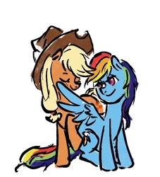 Size: 598x660 | Tagged: safe, artist:laya-21, applejack, rainbow dash, earth pony, pegasus, pony, g4, caress, duo, eyes closed, female, lesbian, ship:appledash, shipping, simple background, smiling, white background, wing hands, wings