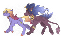 Size: 3500x2100 | Tagged: safe, artist:monnarcha, oc, oc only, oc:lumeria, oc:sydney azure, earth pony, pony, sphinx, female, high res, mare, simple background, transparent background