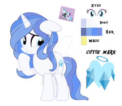 Size: 1280x1118 | Tagged: safe, artist:starflightmlp, oc, oc only, oc:shiny, pony, unicorn, deviantart watermark, female, floppy ears, mare, obtrusive watermark, offspring, parent:fancypants, parent:rarity, parents:raripants, reference sheet, simple background, solo, transparent background, watermark