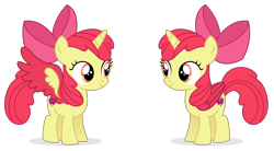 Size: 10610x5859 | Tagged: safe, artist:cirillaq, apple bloom, alicorn, pony, g4, absurd resolution, alicornified, bloomicorn, colored wings, commission, race swap, simple background, solo, transparent background, vector, wings