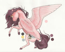 Size: 1023x822 | Tagged: safe, alternate version, artist:lady-limule, oc, oc only, oc:wasp, pegasus, pony, colored hooves, female, mare, pegasus oc, rearing, solo, traditional art, wings