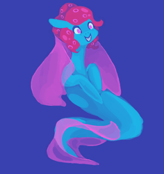 Size: 1512x1600 | Tagged: safe, artist:smirk, oc, oc only, oc:adira, eel, eel pony, hybrid, merpony, monster pony, sea pony, seapony (g4), blue background, cute, ms paint, pink eyes, simple background, solo