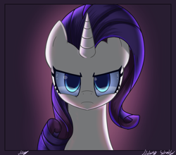 Size: 2500x2200 | Tagged: safe, artist:opal_radiance, rarity, pony, unicorn, g4, angry, bust, female, frown, high res, looking at you, mare, portrait, solo