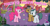 Size: 1920x988 | Tagged: safe, gameloft, screencap, cloudy quartz, igneous rock pie, pinkie pie, butterfly, earth pony, pony, g4, official, alliteration, female, male, mare, my little pony logo, stallion