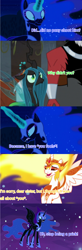 Size: 608x1854 | Tagged: safe, edit, edited screencap, screencap, daybreaker, lord tirek, nightmare moon, queen chrysalis, alicorn, centaur, changeling, changeling queen, pony, a royal problem, frenemies (episode), g4, the cutie re-mark, angry, comic, comparison, confused, cooler (dbz), dragon ball, dragonball z abridged, female, freeza, lord slug, lord slug abridged, plan to eradicate christmas, plan to eradicate the saiyans, screencap comic, team four star