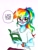 Size: 2258x3010 | Tagged: safe, artist:liaaqila, rainbow dash, equestria girls, g4, book, cute, dashabetes, egghead, egghead dash, eye clipping through hair, eyebrows, eyebrows visible through hair, female, glasses, high res, looking at you, online class, online school, open mouth, reading, simple background, sitting, smiling, smiling at you, solo, traditional art, white background, wristband