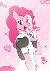 Size: 595x842 | Tagged: safe, artist:afhybrid, pinkie pie, earth pony, anthro, g4, clothes, cute, diapinkes, female, heart, looking at you, maid, mare, smiling, solo