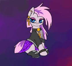 Size: 800x740 | Tagged: safe, artist:slamjam, oc, oc:nada phase, pony, clothes, goth, makeup, piercing, solo