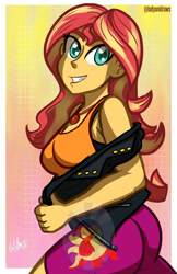 Size: 800x1236 | Tagged: safe, artist:ladyanidraws, sunset shimmer, equestria girls, g4, my little pony equestria girls: better together, ass, breasts, bunset shimmer, busty sunset shimmer, butt, female, geode of empathy, looking at you, magical geodes, solo