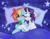 Size: 899x702 | Tagged: artist needed, source needed, safe, rainbow dash, rarity, pegasus, pony, unicorn, g4, bed, blushing, colored eyebrows, colored eyelashes, cuddling, duo, ear blush, female, horn, lesbian, mare, ship:raridash, shipping, spooning