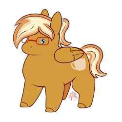 Size: 2400x2400 | Tagged: safe, artist:firehearttheinferno, oc, oc only, oc:coffee creme, pegasus, pony, chibi, chimken numget, chubby, commission, cute, glasses, high res, pegasus oc, potato pony, simple background, solo, transparent background, wings