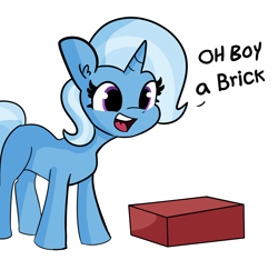 Size: 2250x2184 | Tagged: safe, artist:tjpones edits, edit, trixie, pony, unicorn, g4, brick, high res, missing cutie mark, oh boy, simple background, white background
