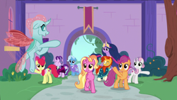 Size: 1920x1080 | Tagged: safe, screencap, apple bloom, luster dawn, ocellus, scootaloo, starlight glimmer, sunburst, sweetie belle, trixie, twilight sparkle, alicorn, pony, g4, the last problem, butt, clothes, cutie mark, cutie mark crusaders, goldie delicious' shawl, headmare starlight, older, older apple bloom, older cmc, older ocellus, older scootaloo, older starlight glimmer, older sunburst, older sweetie belle, older trixie, older twilight, older twilight sparkle (alicorn), plot, princess twilight 2.0, school of friendship, shawl, sunburst the bearded, the cmc's cutie marks, twilight sparkle (alicorn)
