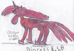 Size: 1106x762 | Tagged: safe, artist:pipandwolf, oc, oc only, oc:high queen reddy, alicorn, pony, alicorn oc, female, horn, original character do not steal, solo, traditional art, wings