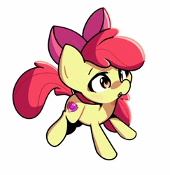 Size: 2000x2060 | Tagged: safe, artist:kindakismet, apple bloom, earth pony, pony, g4, adorabloom, commission, cute, female, filly, high res, open mouth, simple background, smiling, smol, solo, white background