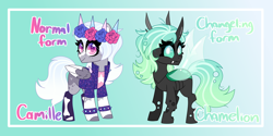 Size: 8000x4000 | Tagged: safe, artist:crazysketch101, oc, oc only, oc:camille, changeling, pegasus, pony, green changeling