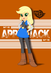 Size: 2059x2912 | Tagged: safe, artist:ilustradorjoaosegura, applejack, equestria girls, g4, android 18, clothes, female, hand on hip, high res, smiling, solo