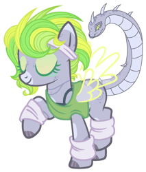 Size: 572x671 | Tagged: safe, artist:xfeatherflightx, oc, oc only, oc:cloud drift, pegasus, pony, augmented tail, clothes, commission, eyes closed, eyeshadow, female, freckles, headband, leg warmers, makeup, mare, markings, multicolored hair, nose piercing, nose ring, piercing, raised hoof, raised leg, simple background, solo, spikes, sports bra, sweatband, tank top, white background, ych result