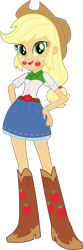 Size: 640x1938 | Tagged: safe, edit, editor:mario101, applejack, earth pony, equestria girls, g4, alternative cutie mark placement, apple, cutie mark, cutie mark on human, facial cutie mark, food, simple background, solo, transparent background