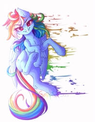 Size: 519x662 | Tagged: safe, artist:spectrasus, rainbow dash, pegasus, pony, g4, backwards cutie mark, cheek fluff, chest fluff, ear fluff, female, hoof fluff, leg fluff, looking at you, mare, smiling, solo