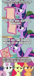 Size: 600x1348 | Tagged: safe, edit, edited screencap, screencap, apple bloom, scootaloo, sweetie belle, twilight sparkle, alicorn, pony, g4, marks for effort, caption, comic, cutie mark crusaders, exact words, image macro, memeful.com, screencap comic, text, total drama, total drama island, twilight sparkle (alicorn)