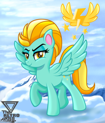 Size: 2500x2916 | Tagged: safe, artist:theretroart88, lightning dust, pegasus, pony, g4, female, high res, lidded eyes, looking at you, mare, raised hoof, solo, watermark