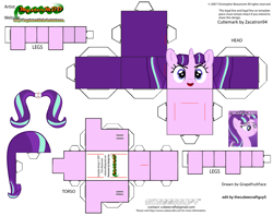Size: 2979x2354 | Tagged: safe, edit, starlight glimmer, pony, unicorn, g4, craft, cubeecraft, equal cutie mark, evil, high res, papercraft, printable