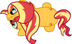 Size: 9008x5462 | Tagged: safe, alternate version, artist:php178, derpibooru exclusive, part of a set, sunset shimmer, pony, unicorn, g4, both cutie marks, female, from above, high angle, nocturnal vision's overhead ponies, overhead view, simple background, solo, transparent background, vector