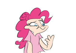 Size: 1280x890 | Tagged: safe, artist:mirabuncupcakes15, pinkie pie, human, g4, alternate hairstyle, clothes, female, humanized, shirt, simple background, solo, t-shirt, white background