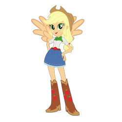 Size: 1280x1280 | Tagged: safe, edit, editor:mario101, applejack, pegasus, equestria girls, g4, flapplejack, ponied up, race swap, simple background, solo, transparent background, wings
