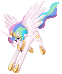 Size: 1275x1519 | Tagged: safe, artist:darkstalkerlati, princess celestia, alicorn, pony, g4, ethereal mane, female, flying, looking down, mare, simple background, solo, trail, transparent background