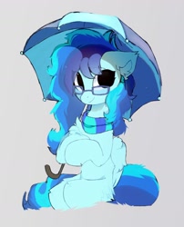 Size: 1382x1712 | Tagged: safe, artist:php146, oc, oc only, pegasus, pony, clothes, female, fluffy, glasses, mare, scarf, sitting, smiling, solo, tail, tail curled, tail wrap, umbrella
