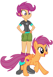Size: 1447x2112 | Tagged: safe, artist:gmaplay, scootaloo, pegasus, pony, equestria girls, g4, cutie mark, older, older scootaloo, simple background, solo, the cmc's cutie marks, transparent background