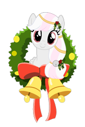 Size: 600x900 | Tagged: safe, artist:katelynleeann42, oc, oc only, oc:winter blush, pony, christmas wreath, female, mare, simple background, solo, transparent background, wreath