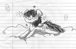 Size: 554x360 | Tagged: safe, anonymous artist, pegasus, pony, cool s, drawthread, lined paper, ponified, requested art, solo
